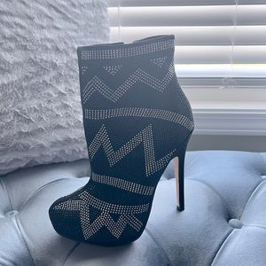 Black and silver booties